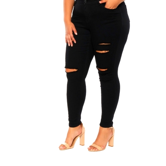 Wax Jean Denim - Rainbow Black Ripped Skinny Jeans🌈 👖 🖤